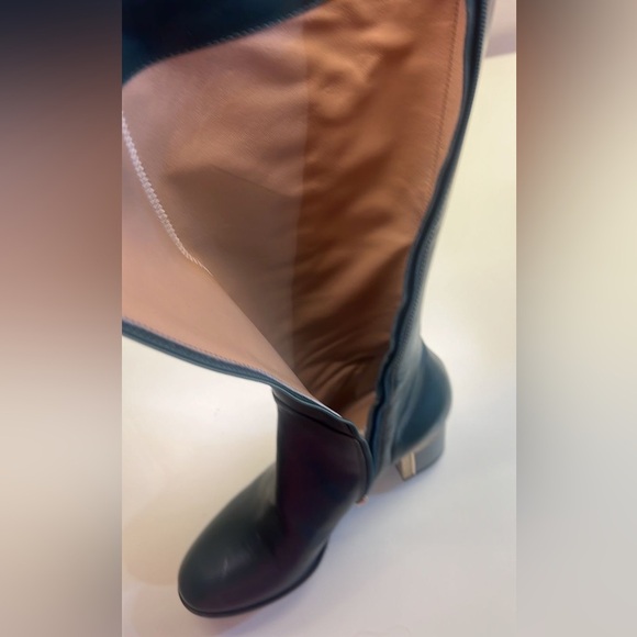 MARINO FABIANI MADE IN ITALY Green Heeled Knee-High Boots with Studded Detail - Picture 3 of 5